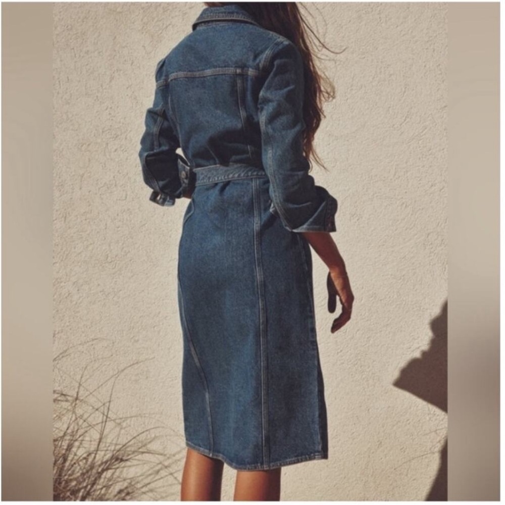 Zara Classic Long Sleeve Denim Dress NWT Size Medium - Picture 4 of 5